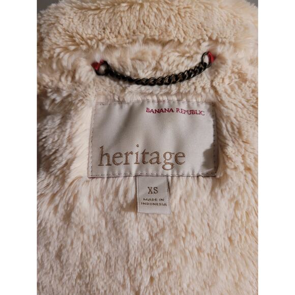 Banana Republic Heritage Women's XS Beige Fur Collar Classy Coat - Picture 14 of 16